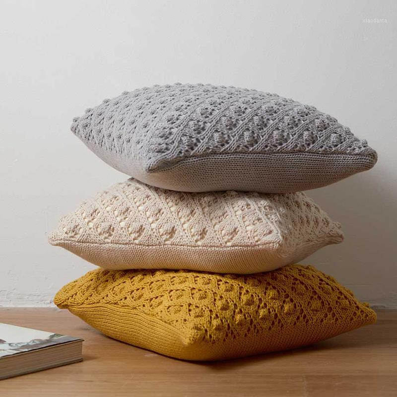 

Vintage Crochet Knitted Cushion Cover Pink Beige Yellow Merbau Pillow Cover Home Sofa Bed Living Room 45x45cm Pillowcase1
