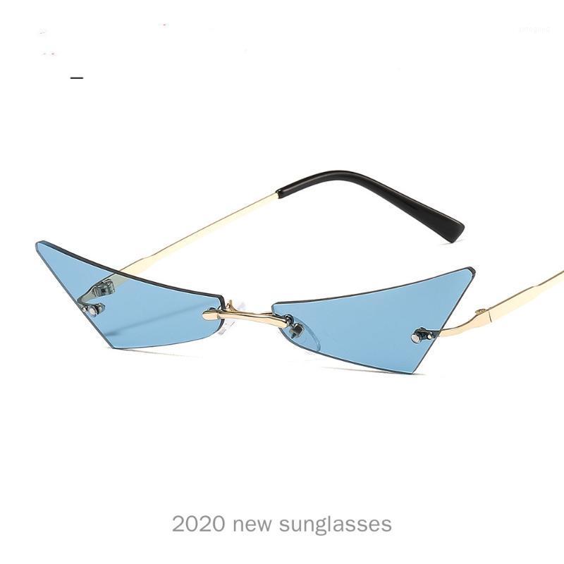 

Sunglasses Cutting Lens For Women 2021 Brand Blue Gradient Elegant Cat Sun Glasses Female Shades Black Brown NX1