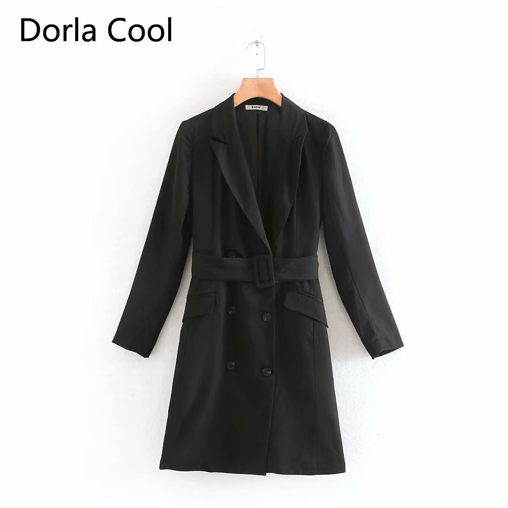 

New Classic Double Breasted Long for Women Wear Thin Autumn Coat England Style Office Lady Outerwear Coats Gv19, Black