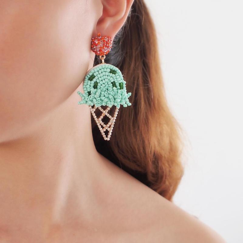 

MANILAI Handmade Shaped Woven Cream Drop Earrings Female Elegant Wedding Brand Design Earrings for Women Gifts