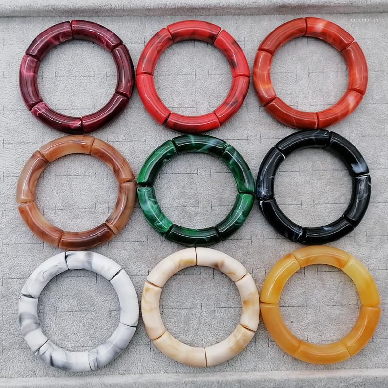 

FishSheep Statement Marbling Acrylic Bracelets Wristband For Women Boho Resin Tube Beads Charm Bracelets & Bangles Jewelry Gifts1