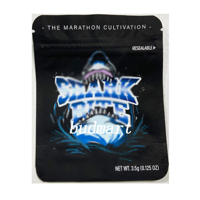 

The Marathon cultivation Shark bite black velvet pouch custom mylar bags resealable plastic ziplock bags for dry herb flower
