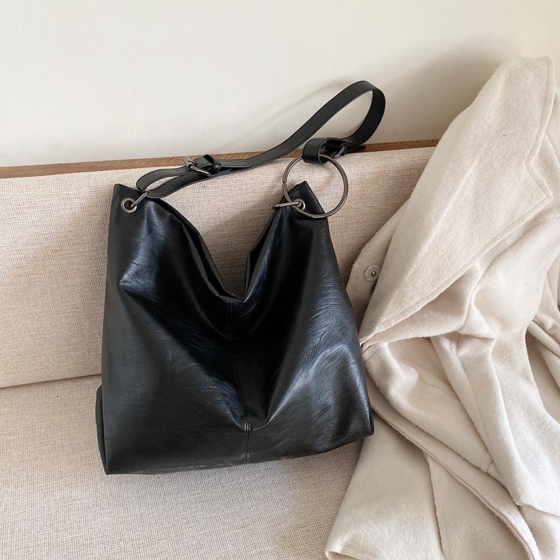 

Patchwork PU Leather Bucket Bags for Women 2021 Summer Crossbody Bags Lady Shoulder Messenger Bag Female Travel Handbags, Black