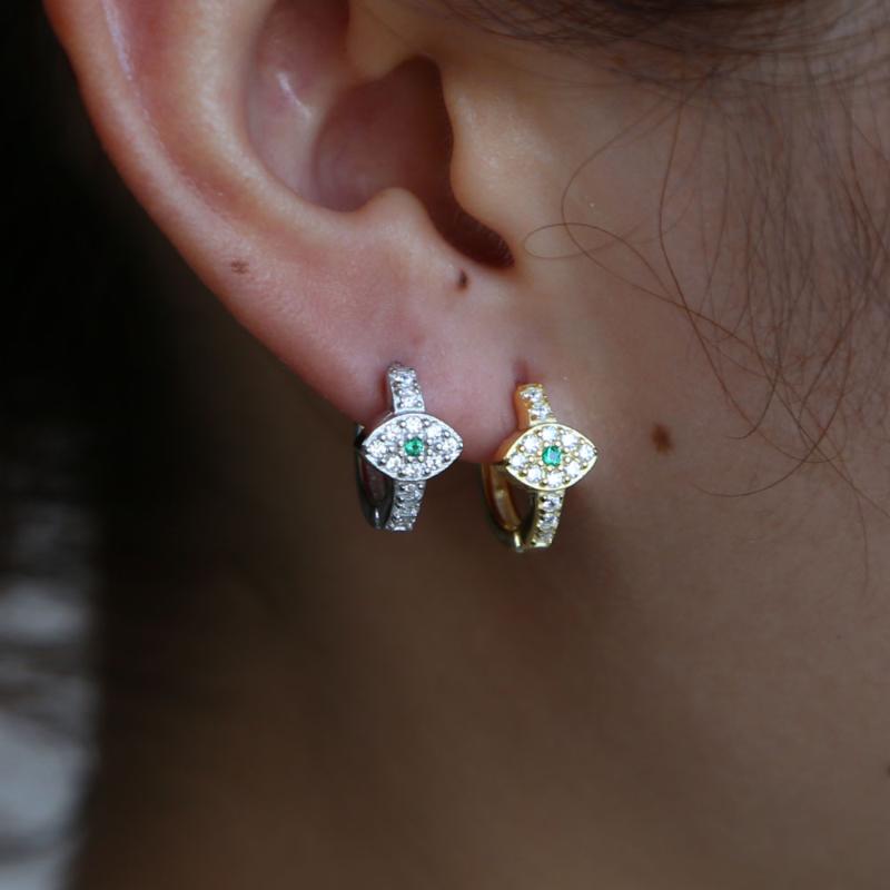 

European 100% 925 silver Earring Minimalist Gold Color turkish evil eye Women Simple delicate hot fashion Girls cute Earring