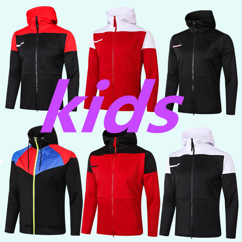 

20 21 kids soccer jacket training suit 2020 2021 child jackets kit full zipper football jacket sweater tracksuit, Gray