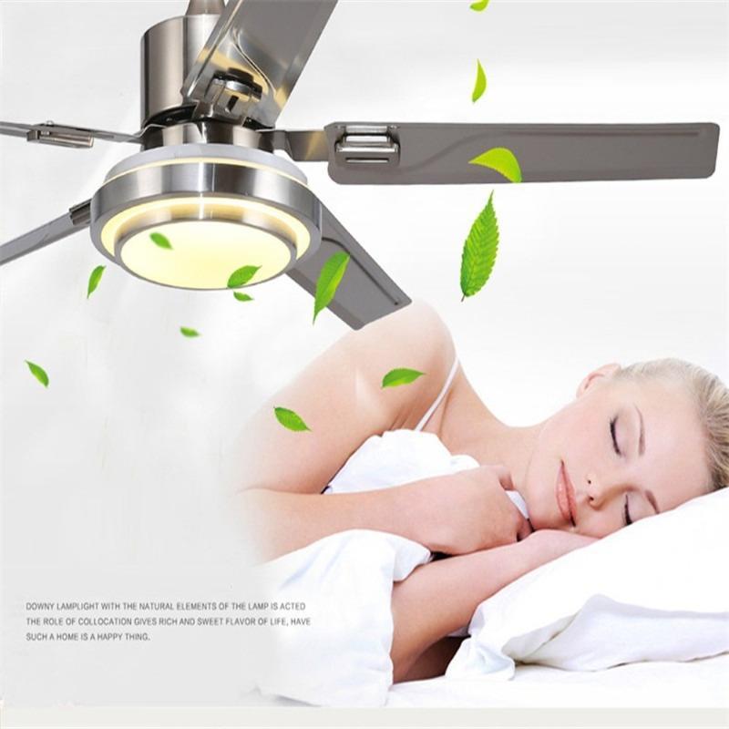 

5 Blades Indoor Ceiling Fan light with remote control light Brushed Nickel Fans 42 52 inch lighted cieling blade For bedroom1