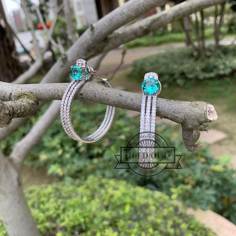 

2020 new style fashion women brass with rhodium plated micro pave cubic zirconia cz hoop earrings