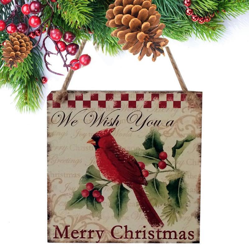 

Hanging Wooden Tagging Red Bird Pattern Christmas As Picture Tree Decorations1