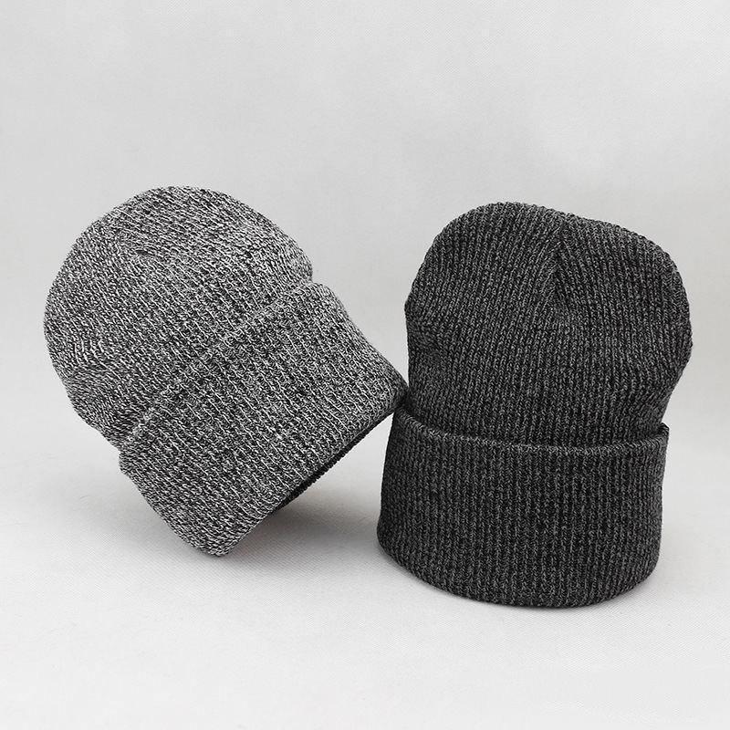 

2020 Cotton Solid Color Thicken Knitted Hat Winter Skullies Warm Hat Beanie for Men and Women 021