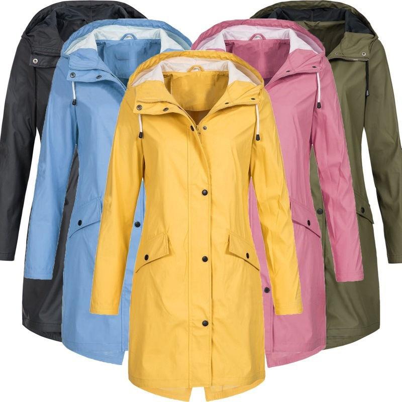

Women Rain Jackets Waterproof Hoodie Long Coat Outdoor Hiking Clothes Overcoat Windproof Large Ultra-Light Warm Hooded Jackets, Ultra-light jackets