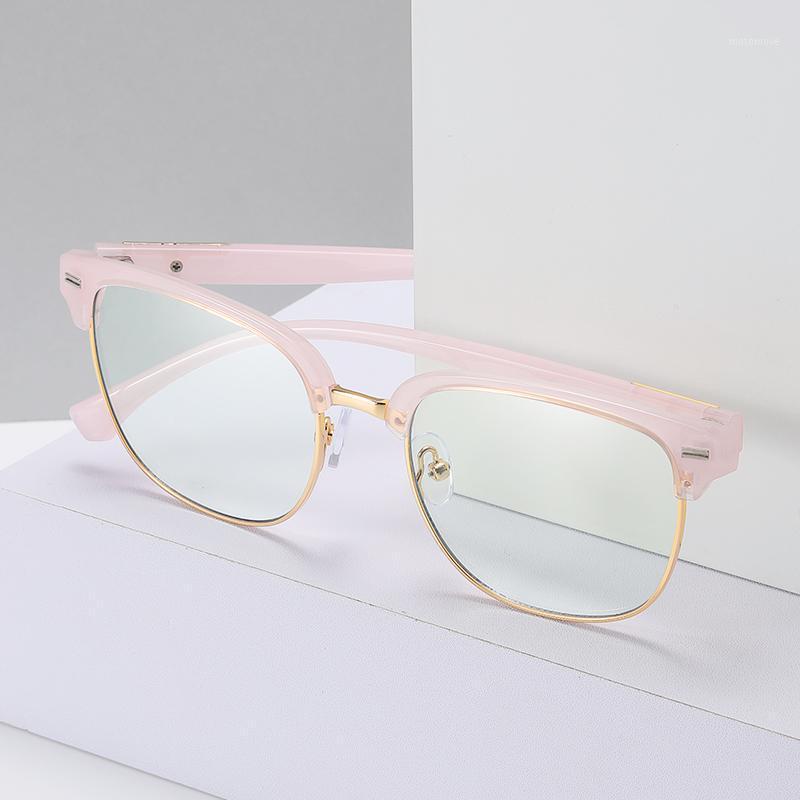 

2020 Women Anti Blue Light Glasses Square Female Semi-rimless Blue Light Blocking Eyeglasses TR90 Cellphone Computer Glasses1