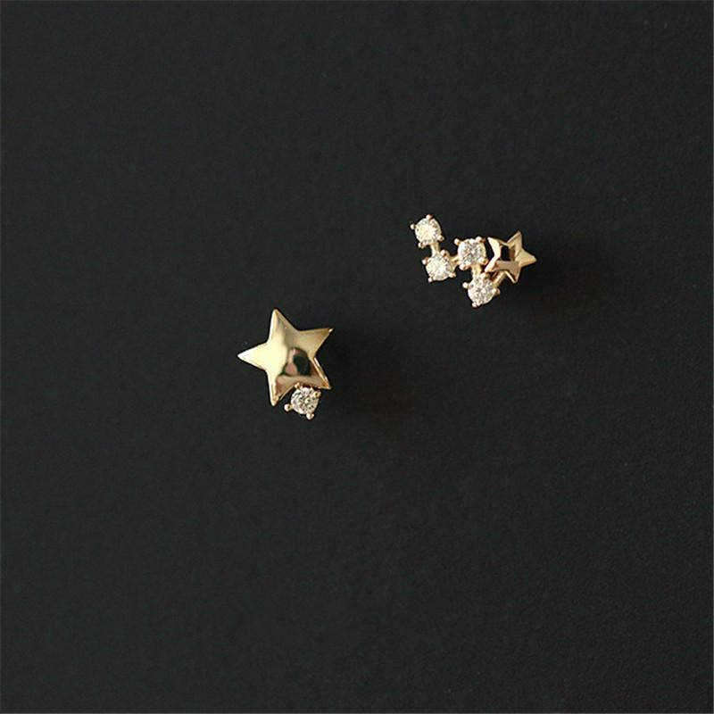 

Stud 925 Sterling Silver Japanese Asymmetric Star Earrings Women Modern Simple Student Party 14k Gold Jewelry Friendship Gift
