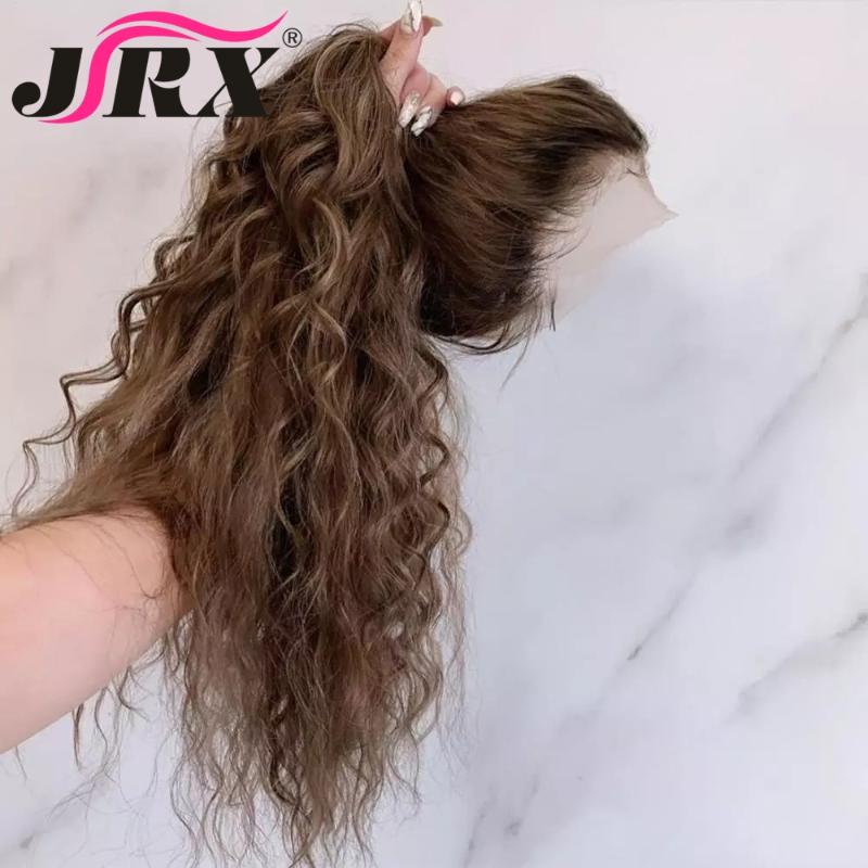 

JRX Ombre Brown Colored Curly Lace Front Human Hair Wigs Brazilian Remy Hair Pre Plucked Loose Wave Lace Closure Wigs, As pic