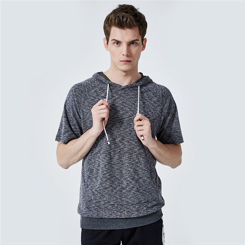 

2020 New Fashion Summer Men's Clothing Vacation Men T-Shirts Hooded Jogging Man T shirt US Size Casual Boy Sport tshirt, Darkgrey