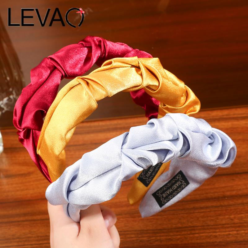 

Levao Satin Folded Headbands Broad Side Hairband Pure Color Fashion Simple Hairband Ladies Pressed Hair Non-slip Headhoop Hair