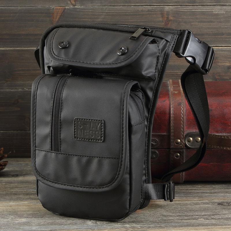 

Men Waterproof Oxford Leg Bag Multi-purpose Cross Body Shoulder Motorcycle Ride Waist Fanny Pack Rivets Drop Belt Bags1, Black