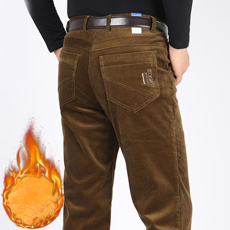 

2020 Casual Breeches in a Straight Line Velour Thicken Warm Winter Trousers of Velvet Men Plus Size 40 44 New Clxu, 668-5 dark coffee