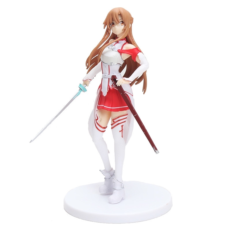 

Anime SQ Sword art online Asuna (White Color Ver.) Collection Action Figure Model Toy 18cm T200106, White in bag
