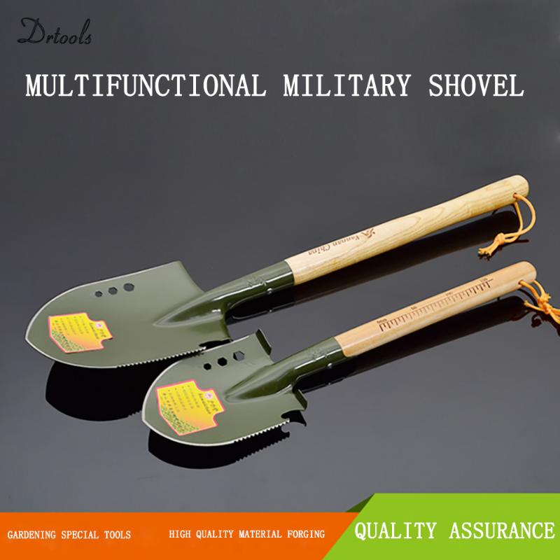 

Multifunctional camping wooden handle portable folding shovel survival shovel emergency garden with scale tool GT132