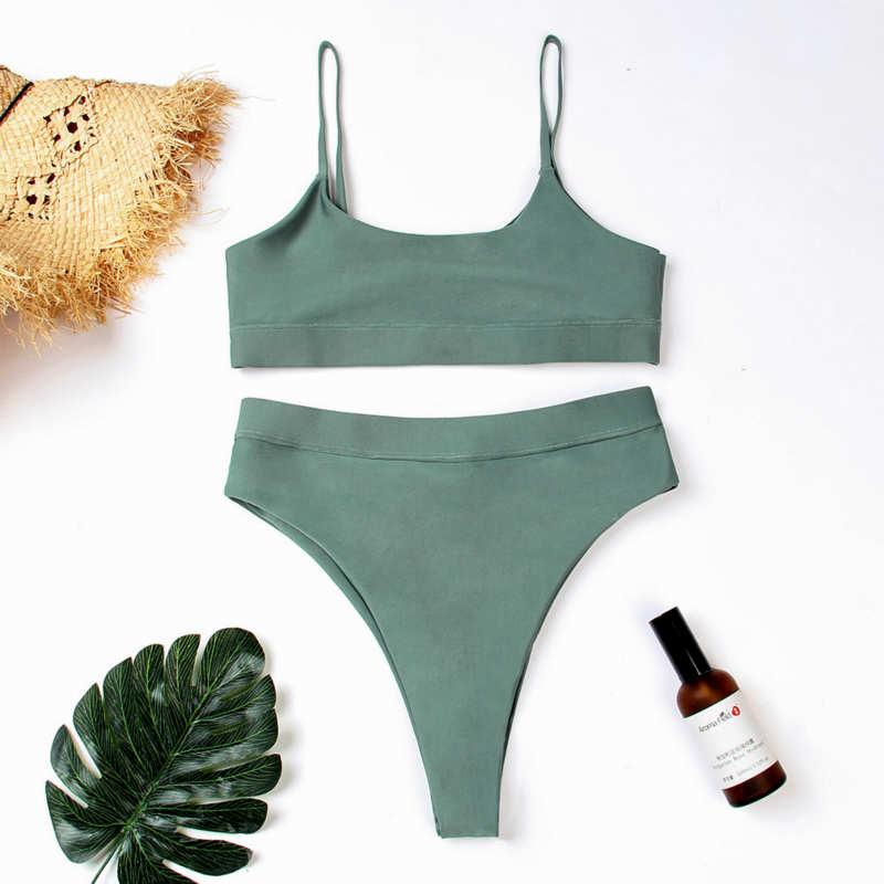 

Army Green White Bra Set with High Waist Panty