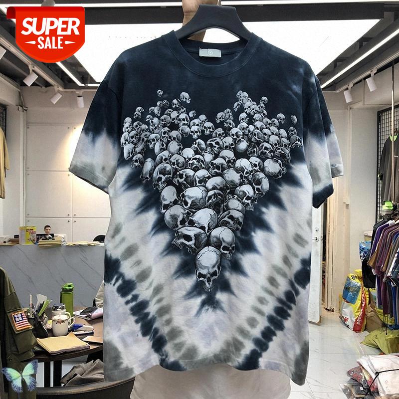 

Tie Dyeing Men Women T Shirts Skull Bone Digital Printed T-Shirt High-Quality Streetwear Washed Do Old #Qx3Y, White;black