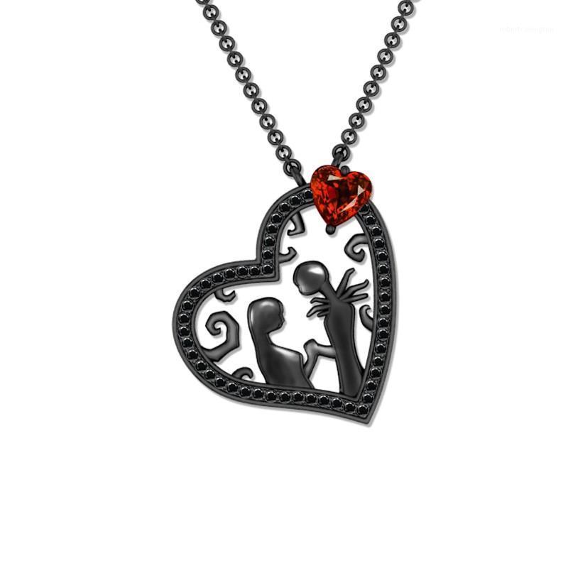 

Pendant Necklaces 2021 Black Heart Girls Women Nightmare Before Christmas Lovers1