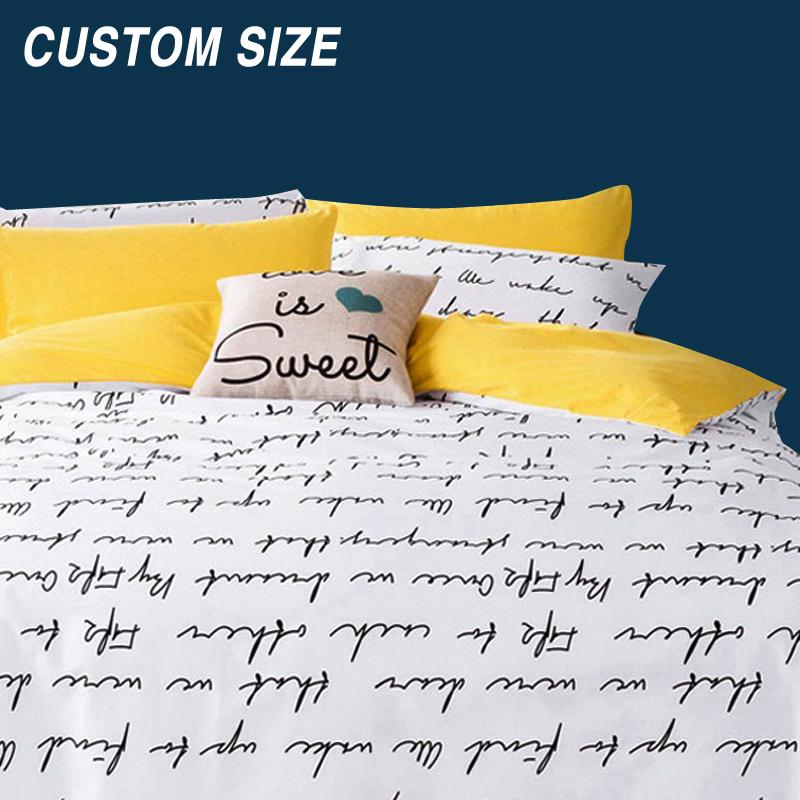 

Bedding Sets Custom King Size USA Russia Europe Duvet Cover Set Soft Sheet Set Queen bed linen Yellow Letter, 09 qingshuhei