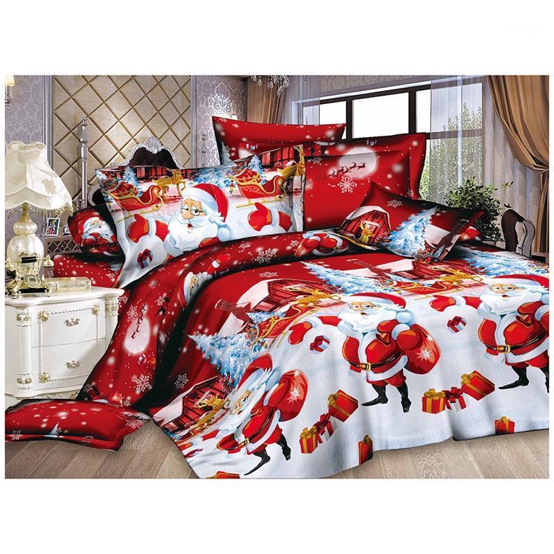 

Christmas Home textile Cotton bedclothes high-quality 4pc bedding set (Color: Red)1
