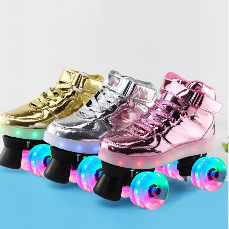 

Double Row Roller Skates 4-Wheel Roller Skates Patinesskating Rollers Patines DE 4Ruedas1, Flash wheel