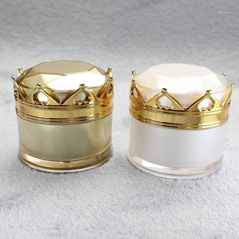 

Top Grade Crown Gold White Cream Jars 10g 15g 20g Makeup Products Containers for Eyes Lips Face Care Gel Cream Lotion 100pcs/lot1