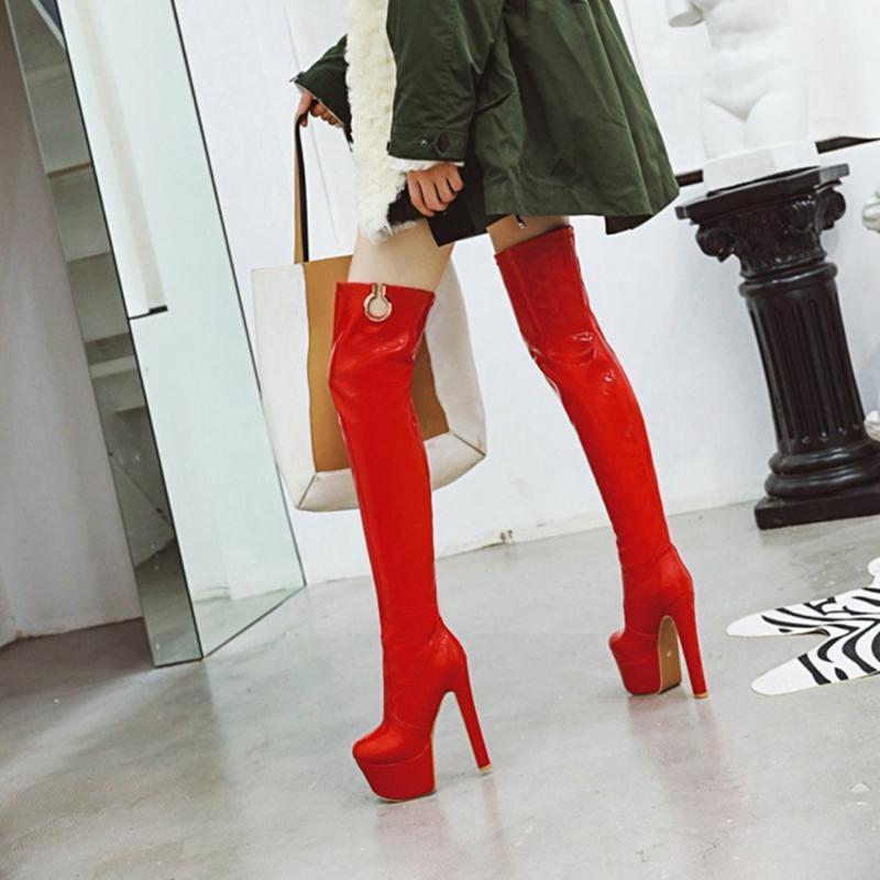 

Winter High Heel 15 Cm Shoes Women Boots Botas Mujer Fashion Motocicleta Mulheres Outono Inverno Botas De Couro Femininas 8-231, White no fur