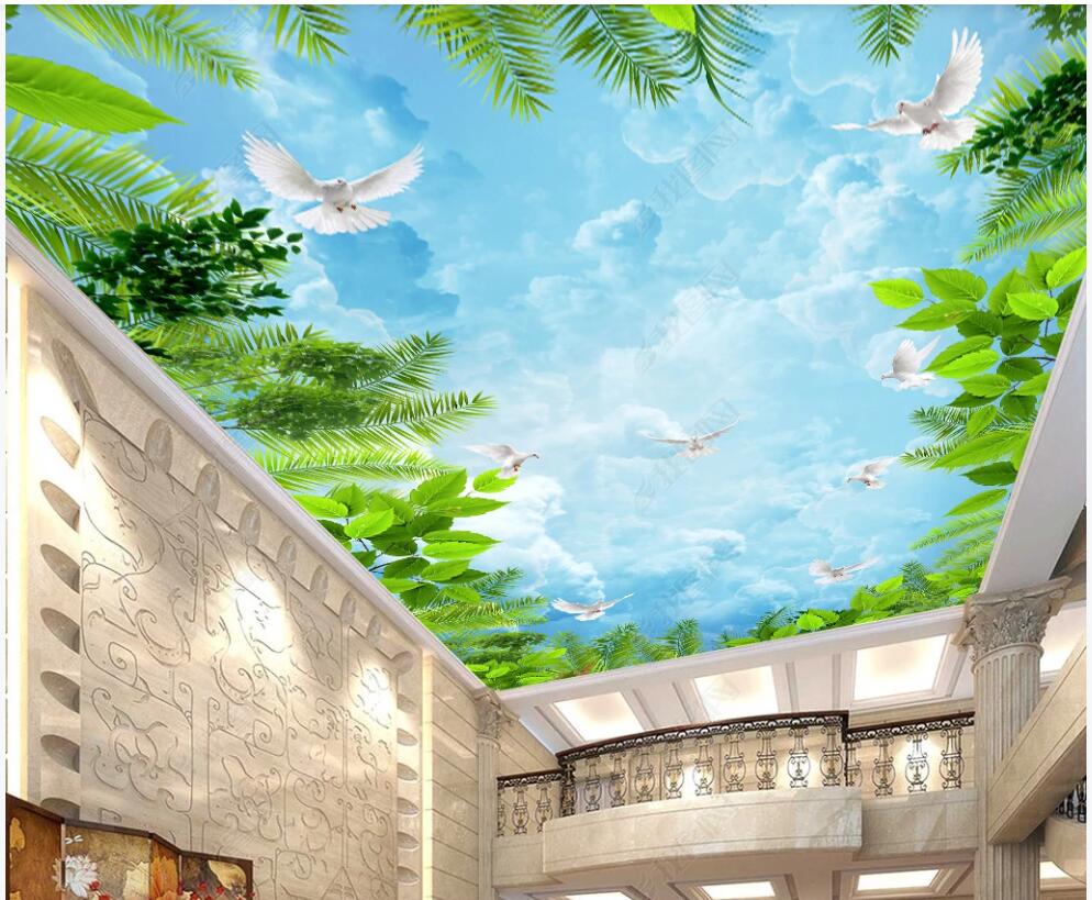 

3d ceiling murals wallpaper custom photo Fairytale dream forest sky clouds branches home decor 3d wall mural wallpaper in the living room, Non woven wallpaper