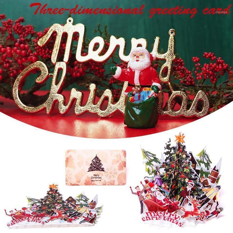 

Creative 3D Cards Christmas Origami Paper Carving Postcards Cards Tree Greeting Colourful Invitations Xmas Ornaments Card B H7J51