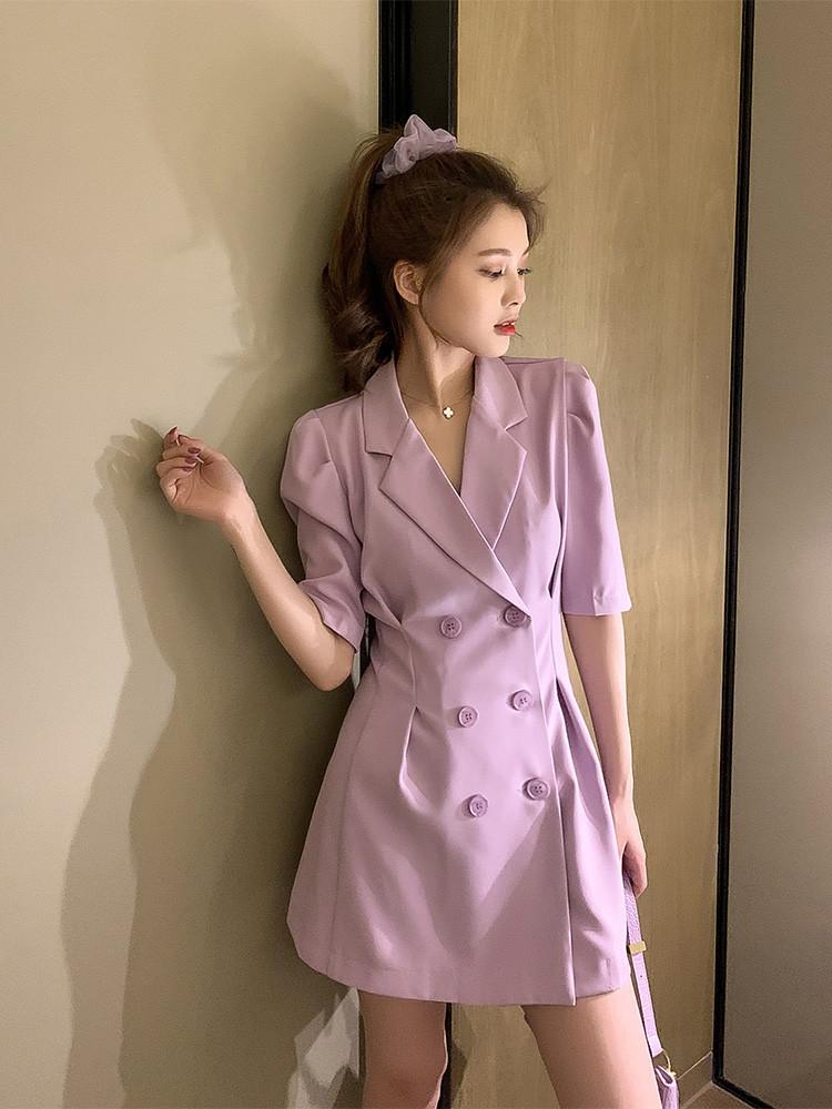 

sleeves dress femininity suit waist fashion slimming short new, Beige