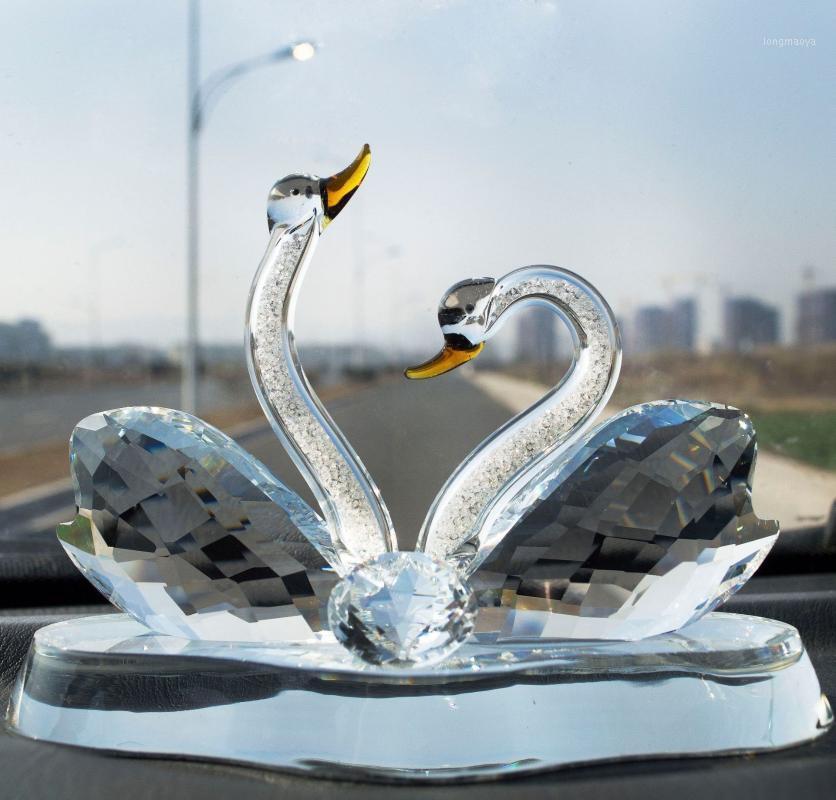 

Car Decoration Glass Crystal Couple Swan The Neck Filled with Diamonds Wedding Gift Home Decor Festival Gifts1