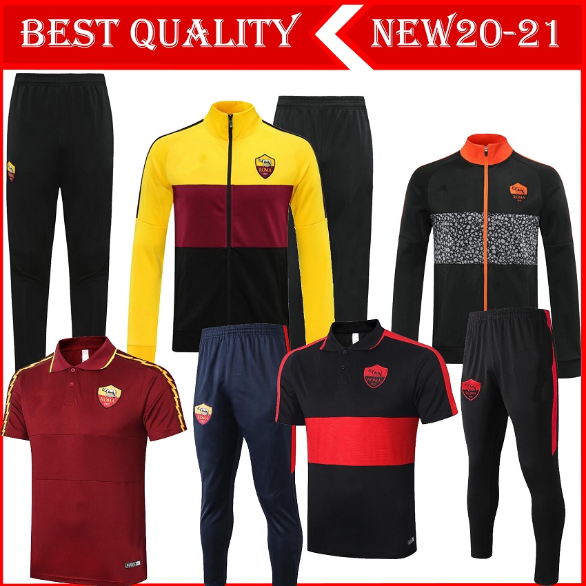 

2020 2021 Rome Football jacket tracksuit kits Survetement 20/21 DZEKO TOTTI ZANIOLO KLUIVERT abbigliamento sportivo soccer training suit, Black;blue