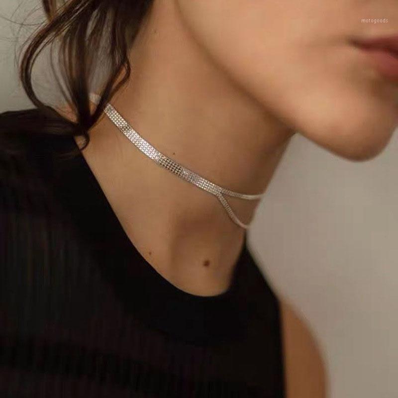 

Titanium Steel Split Double Layers Choker Necklace For Women 2020 Original Simple Clavicular Chain Collier Color Remain 1 Year1