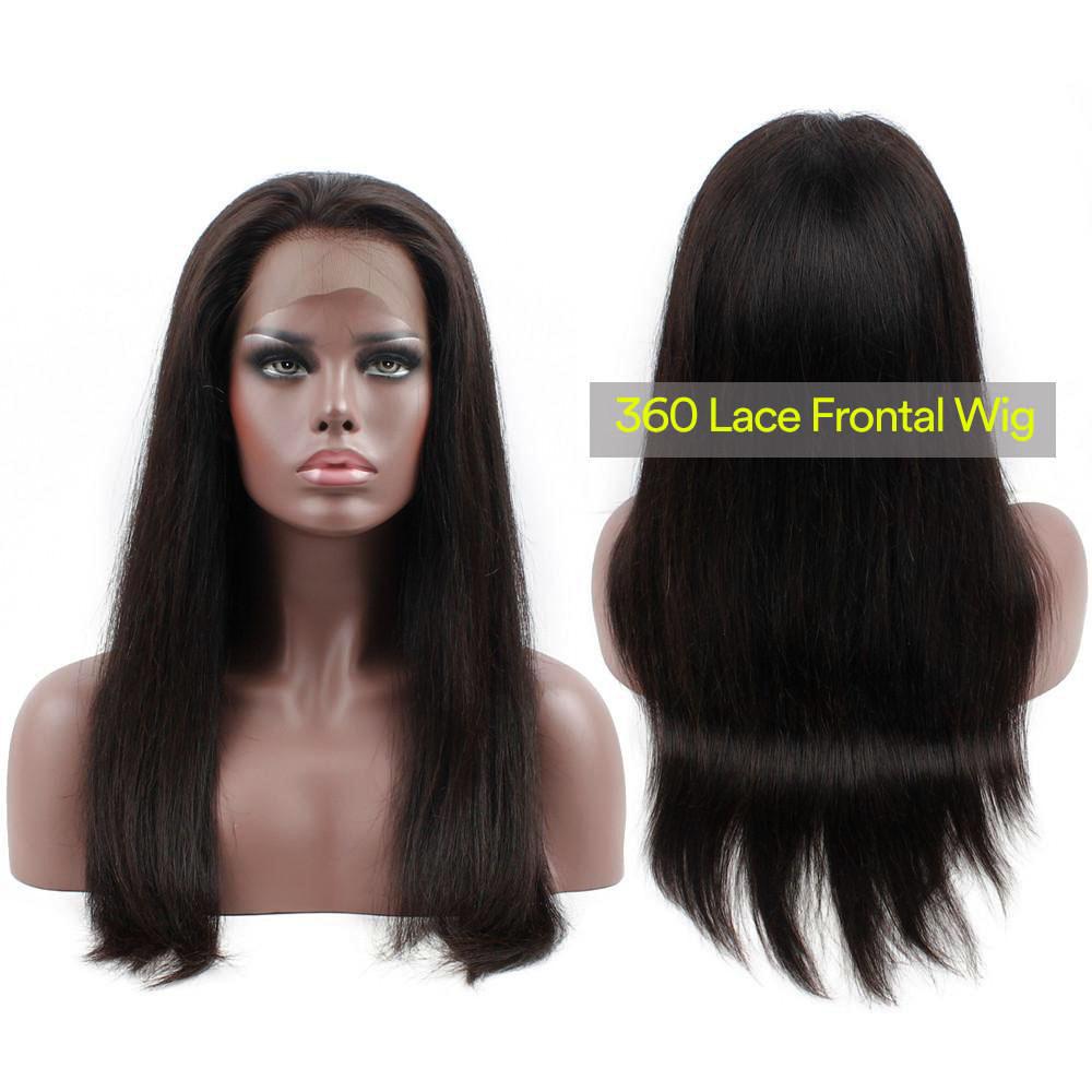 

360 Human Hair Wigs for Black Women 3Peruvian Virgin Wig Pre Plucked 150% Density 360 Lace Wig Brazilian Straight, Natural color