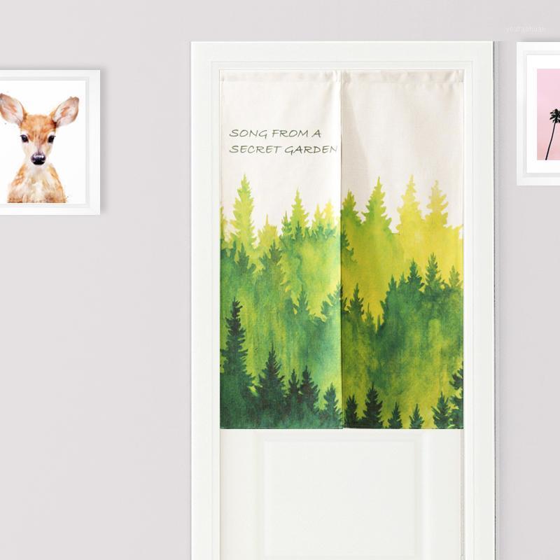 

Nordic Watercolor forest animals Simple modern Door Curtain Linen Tapestry Study Bedroom Home Decor Bedroom Kitchen Curtain1