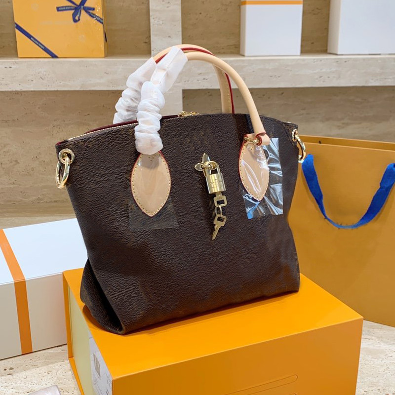 

Genuine Leather Dumpling Handbag Purse Hobos Removable Wide Shoulder Strap Bags Flower Lock Zipper Lady Tote Bag Two Handle Crossbody Bag