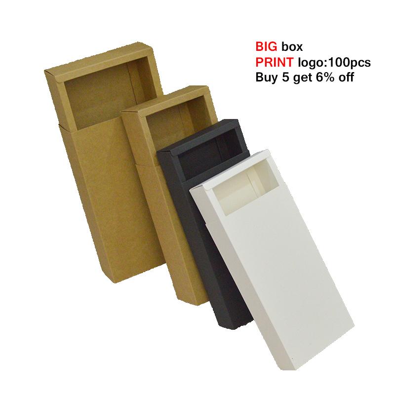 

10pcs black big gift box drawer white paper flower box with drawer kraft logo for packaging kraft large with lid