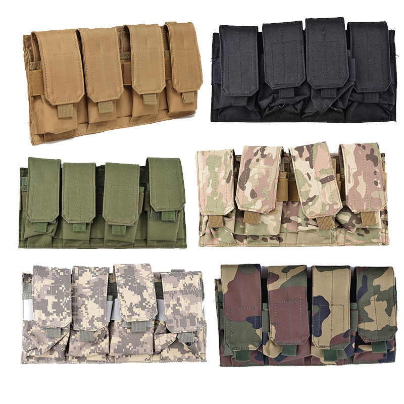 

Mag Holder Cartridge Clip Pouch AR M4 5.56/.223 Pistol Handgun Tactical MOLLE Four Magazine Pouch NO11-557