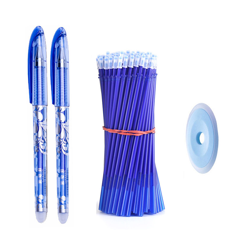 

50+3pcs Erasable Pen Set 0.5mm Washable Handle Magic Erasable Gel Pen Refills Rod Blue Black Ink Pen Students Kawaii Stationery