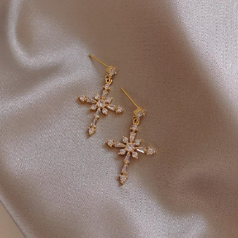

zircon Cross Earrings for women fashion gold plated jewelry