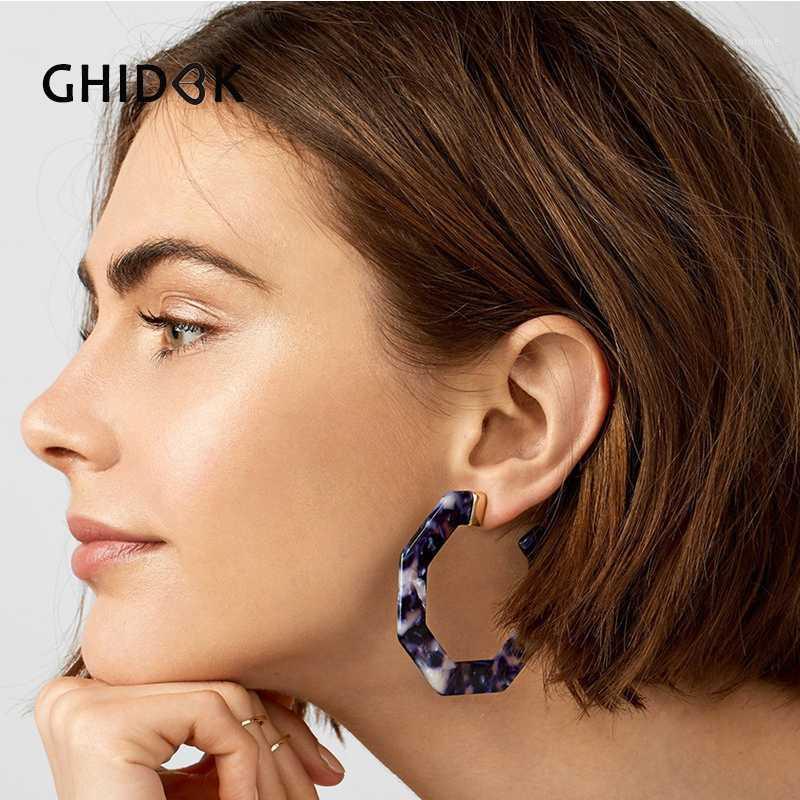 

GHIDBK Bohemia Acrylic C Shaped Hoop Earrings for Women Acetate Open Circle Earrings Statement Big Large Hoops 4 Colors1