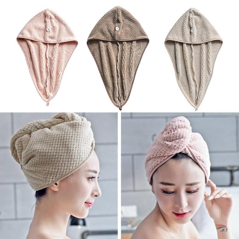 

Fast Drying Shower Towel Wrap Hat Dry Hair Cap Bathroom Microfiber Hair Drying Quick Cap Absorbent quick-drying coral fleece