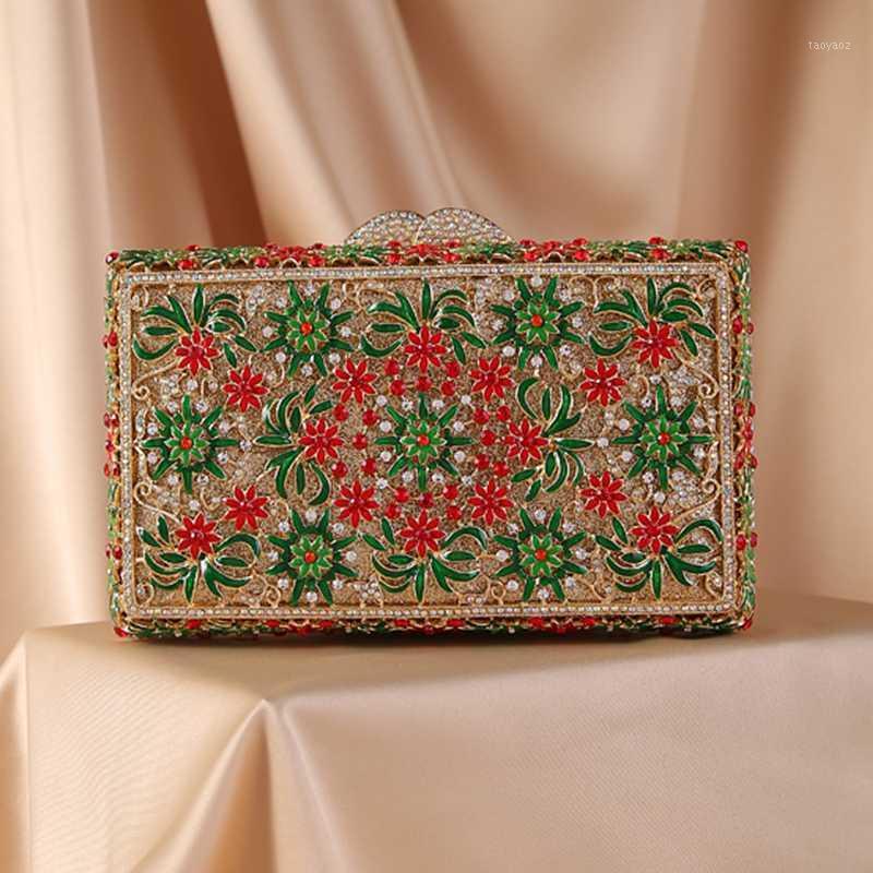 

2020 Green/Red Ladies Evening Clutch Purse Luxury Prom Chain Handbags Fashion Crystal Evening Dress Daily Bags Female Clutches1