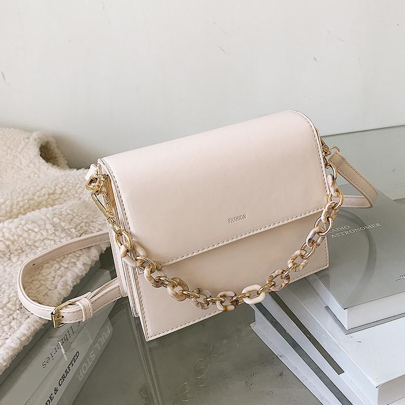 

VeryMe Pu Wild Small Square Female Bag Soild Color Trendy Messenger Bag Fashion Korean Version Of Chain Crossbody sac femme, Black