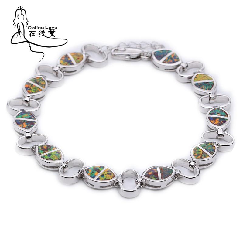 

Olives Shaped Brown Fire Opal Silver Plated Charm Bracelets for Women SL244Brown