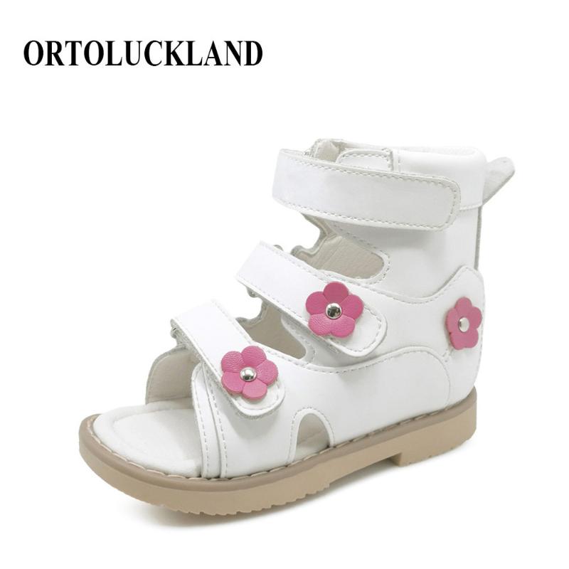 

Flower Simple Lovely Children Girl White Genuine Leather Flat Foot Shoes Toddler Shoes Kids Orthopedic Sandals For Girls